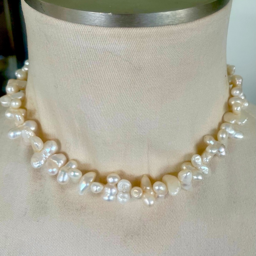 Biwa Stick Pearl Necklace Handmade USA New with Tag